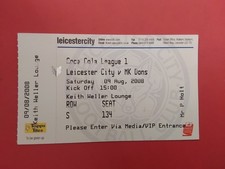 Ticket Paul Weller Stand Leicester City v MK Dons 9th August 2008 Excellent
