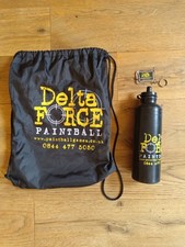 Delta Force Paintball Draw String Bag With Water Bottle And Keyring Black Gym