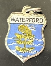 IRELAND WATERFORD *ULTRA RARE* Silver Vintage Travel Enamel Souvenir Place Charm
