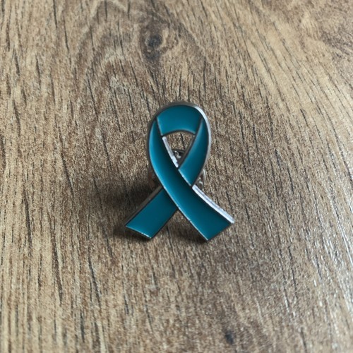Teal awareness ribbon - teal, enamel