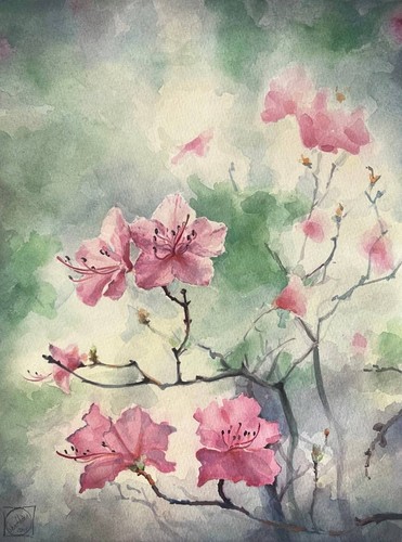 Original floral watercolor - floral,