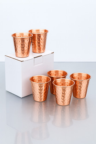 Hammered copper shot - hammered, 2oz