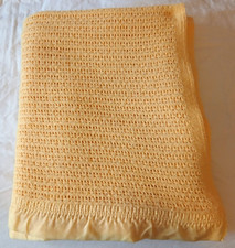 Vintage Cellular Blanket Double 92" x 81"  Approx ~ Warm Yellow VGC