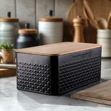 Large Bread Bin Bamboo/Metal