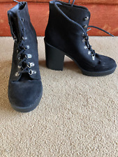 Black Faux Suede Block Heeled Boots by Select Fashion size UK 5 vgc BNWOB