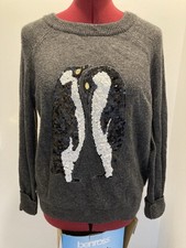 Dark Grey Knitted Jumper With Penguins Sequin Motif