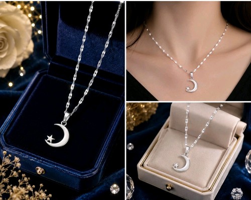 Crystal moon star - star, pendant