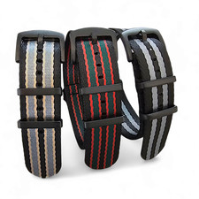 Black Buckle Nylon NATO Watch Strap Band G10 Military Army James Bond 20mm 22mm