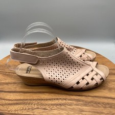 Earth Pisa Galli Sandals Womens 10 W Dusty Pink Perforated Leather Wedge Shoes