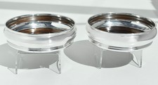 Pair Large Sterling Silver Champagne/ Wine Bottle Coaster, By DJS London : 1975