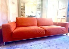 Nube Italia Extendable Orange Suede Sofa 3 Seater Bespoke Piece Good Condition