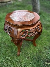 REDUCED PRICE!! Chinese Oriental Carved Mahogany and Marble Hardwood Plant Stand