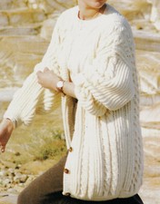 Knitting Pattern Ladies Oversized Cardigan Fishermans Rib & Cables in DK 30-40