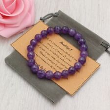 AMETHYST Bracelet Stretch Fit Handmade +Gift Bag & Card Crystal Gemstone 4/6/8mm