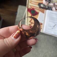 Vintage Beaten Copper Crescent Moon Brooch, Very Pretty