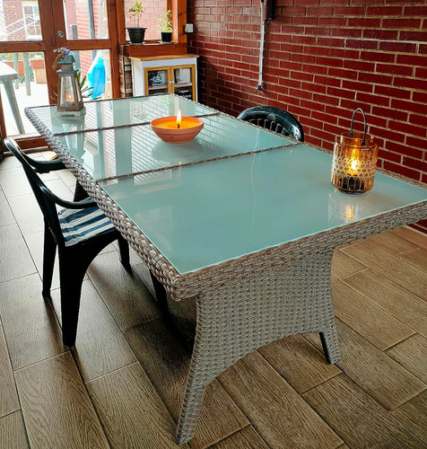 Large rattan dining table - rattan,
