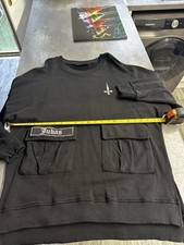 Judas Sinned Utility Sweatshirt XL Black White Pockets Cargo Siksilk Military