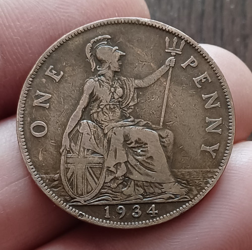 1934 king george one penny - king,