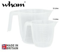 Measuring Jug 1L or 2L Clear Plastic Kitchen Freezer Microwave Dishwasher Safe
