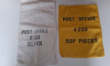 Vintage Post Office  Cloth Money Bags £100 Silver £250 50p Pieces 