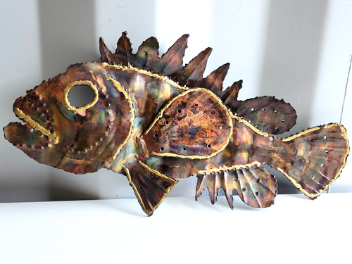 Brutalist torch cut metal - torch-cut, fish