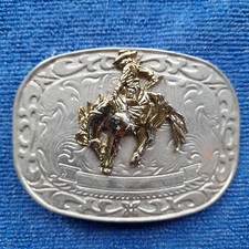 Western Style Buckle Bucking Bronco Design in Two  Colour Tones