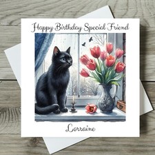Cat Birthday Card Personalised