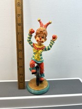 Vintage Clown Juggling And Riding A Unicycle Statue Ceramic Figurine Free Post