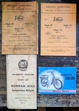 4x Vintage Motorcycle Manuals. Villiers Two Stroke. Norman B2S/C. Honda.