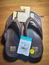 Reef Flip Flops Mens Pacific Leather Dark Brown UK Size 9