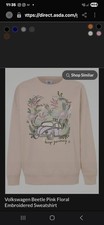 Volkswagen Beetle Pink Floral Embroidered Sweatshirt