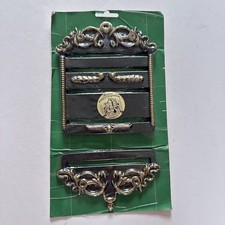 New Antique Brass Bell Servant Pull Ornate Metal Tapestry Denmark Black Gold F36