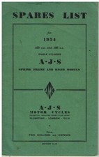 AJS 16M 16MS 16MC 16MCS 18 18S 18C 18CS ORIG 1954 FACTORY ILLUSTRATED PARTS LIST