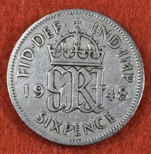 1948 Silver Sixpence Coin