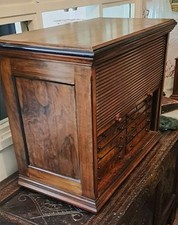 Antique Marble & Mahogany Tamboured Roll Top Filing Cabinet Dentists Drawers