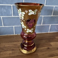 Czech Bohemian Vase Gold / Red