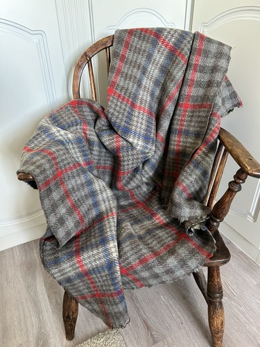 Grey brown blue red plaid - blue,