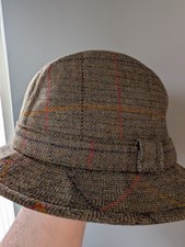 Lock & Co Hatters Hat 100% Wool Trilby Fedora Tweed Plaid Size 7 1/8 58 England