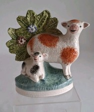 Staffordshire Pottery Sheep with a Lamb in "Crazed" Pottery