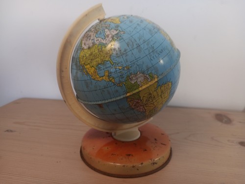 Small vintage tin table globe - small,