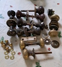 Vintage Reclaimed Door Knobs, Handles, 3 pin plug Brass, Bakelite, 