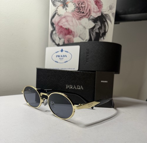 Prada oval gold sunglasses - prada,