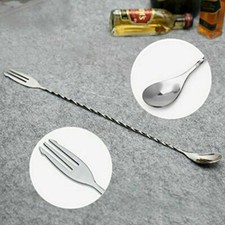 32cm Stainless Steel Cocktail Bar Fork Twisted Mixing Stir Spoon Bartender Tool
