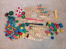 Large bundle  Brio Mec wooden construction builder toys 