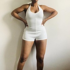 Zara White Ribbed Playsuit