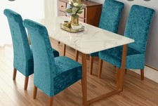 4 x Crushed Velvet Dining Chair Covers ANMINY Stretch Removable Slipcover 