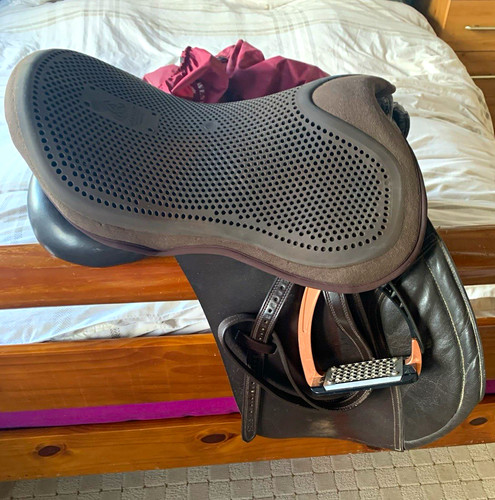 Brown leather saddle - leather,