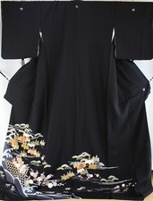 Japanese Black Tomesode Kimono