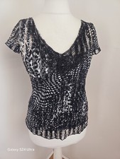 M&S Per Una Black Embellished Top With Vest Evening Occasion UK 10