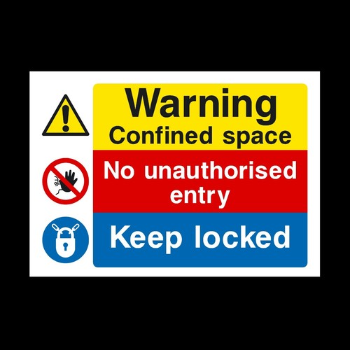 Warning confined space plastic - warning,